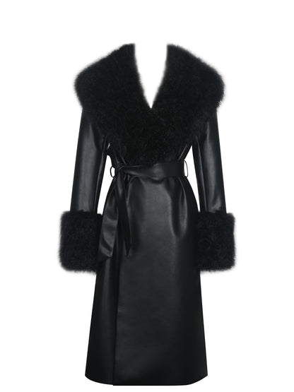 Zariah Black Faux Fur Trimmed Longline Coat