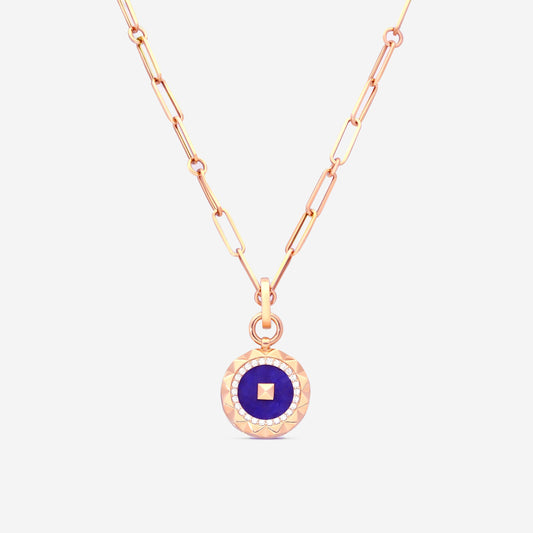 Roberto Coin Obelisco 18K Rose Gold Diamond & Blue Lapis Pendant Necklace 8883122AX19XB
