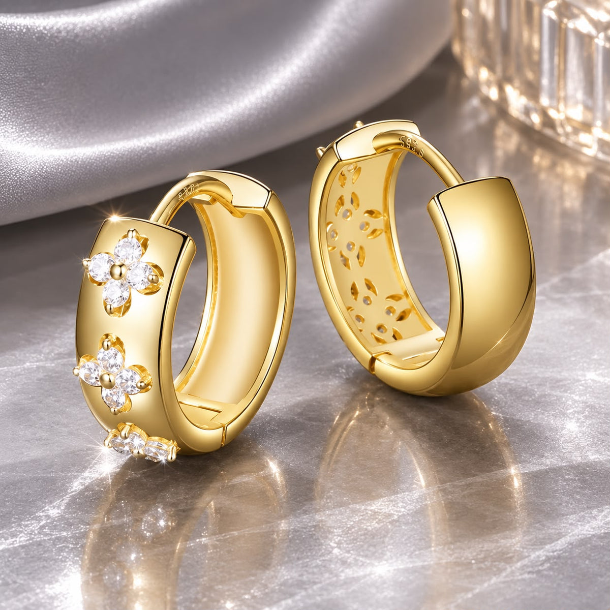 Gold Plated Sterling Silver Moissanite Hoop Earrings