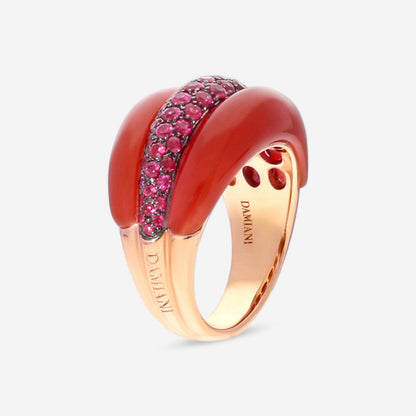 Damiani 18K Rose Gold Carnelian & Ruby Statement Band Ring