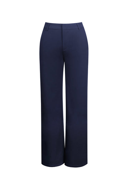 Yanin Navy Low-Rise Straight Leg Pants