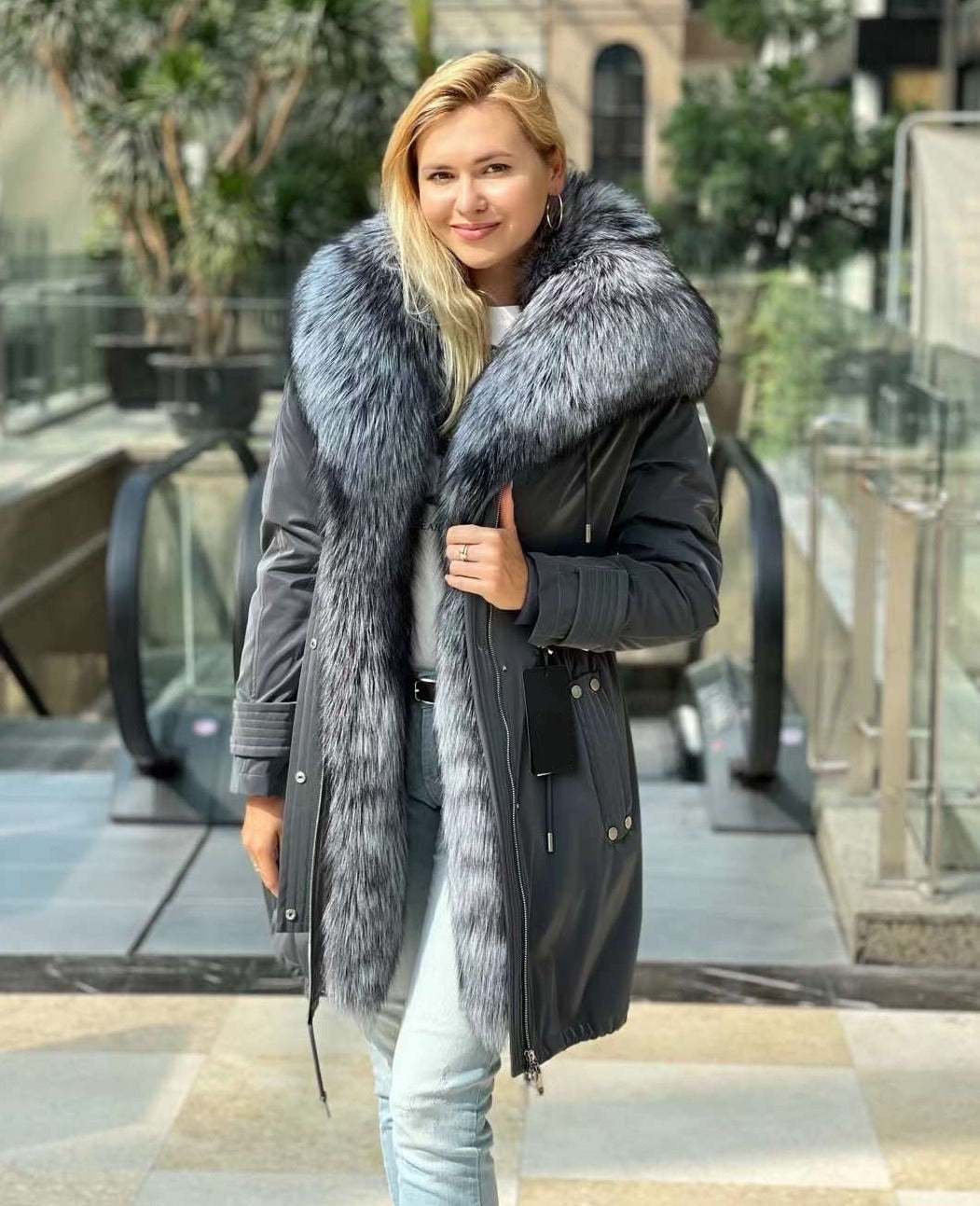 Silver Fox Fully Lined Hood Rabbit Insulated Parka