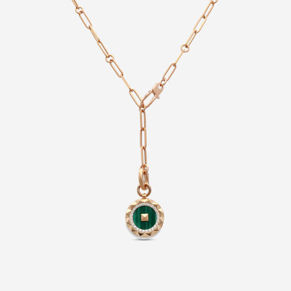 Roberto Coin Obelisco 18K Rose Gold Diamond & Malachite Pendant Necklace 8883122AX19XM