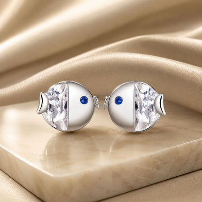 Sterling Silver Pavé Cubic Zirconia Stud Earrings