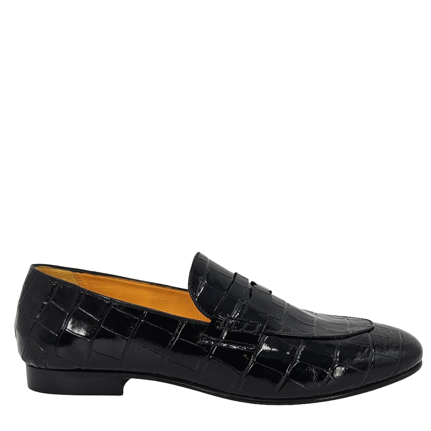 Madison Maison Black Croc-Embossed Leather Flat Loafers