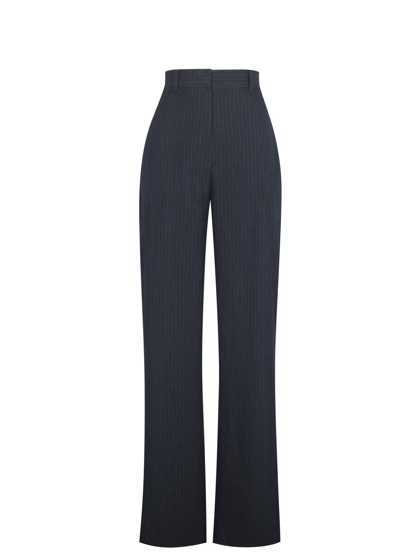 Quinnie Navy Striped High-Waisted Straight Leg Pant