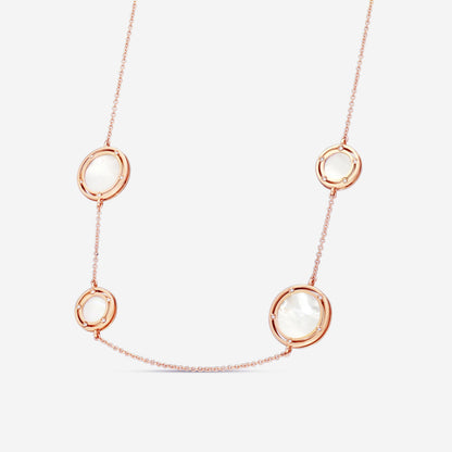 Damiani D. Side 18K Rose Gold Diamond & Mother of Pearl Station Necklace 0.31ct.