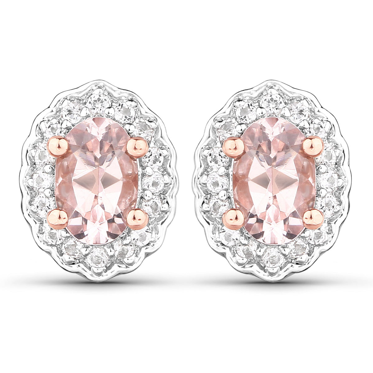Sterling Silver Morganite and White Topaz 3-Piece Jewelry Set