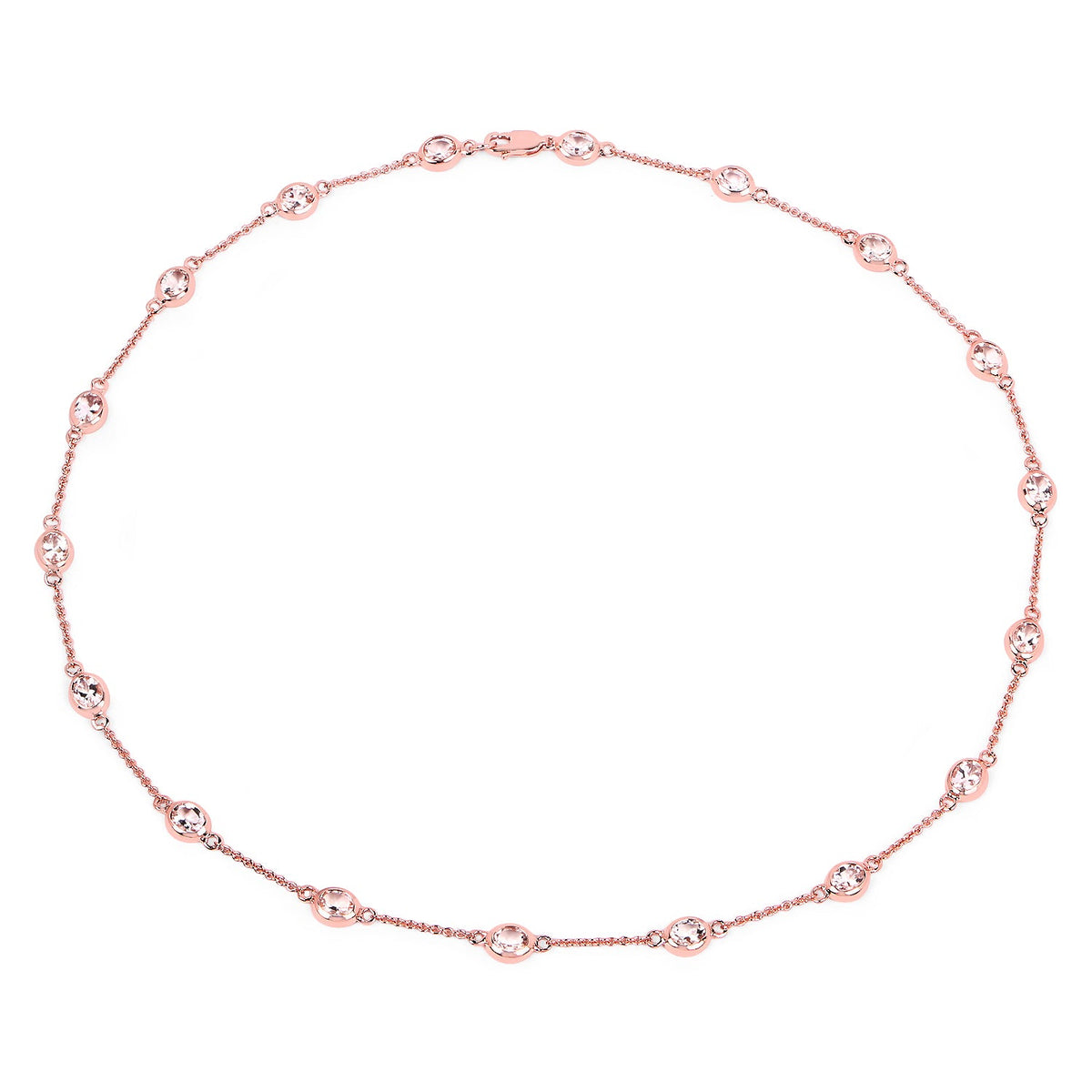14K Rose Gold Plated Sterling Silver Morganite Cocktail Necklace