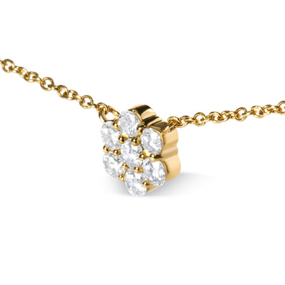 14K Yellow Gold Diamond Cluster Station Necklace