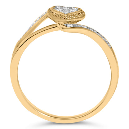 14K Yellow Gold Plated .925 Sterling Silver Diamond Accent Filigree Heart Promise Ring (I-J Color, I3 Clarity)- Size 7