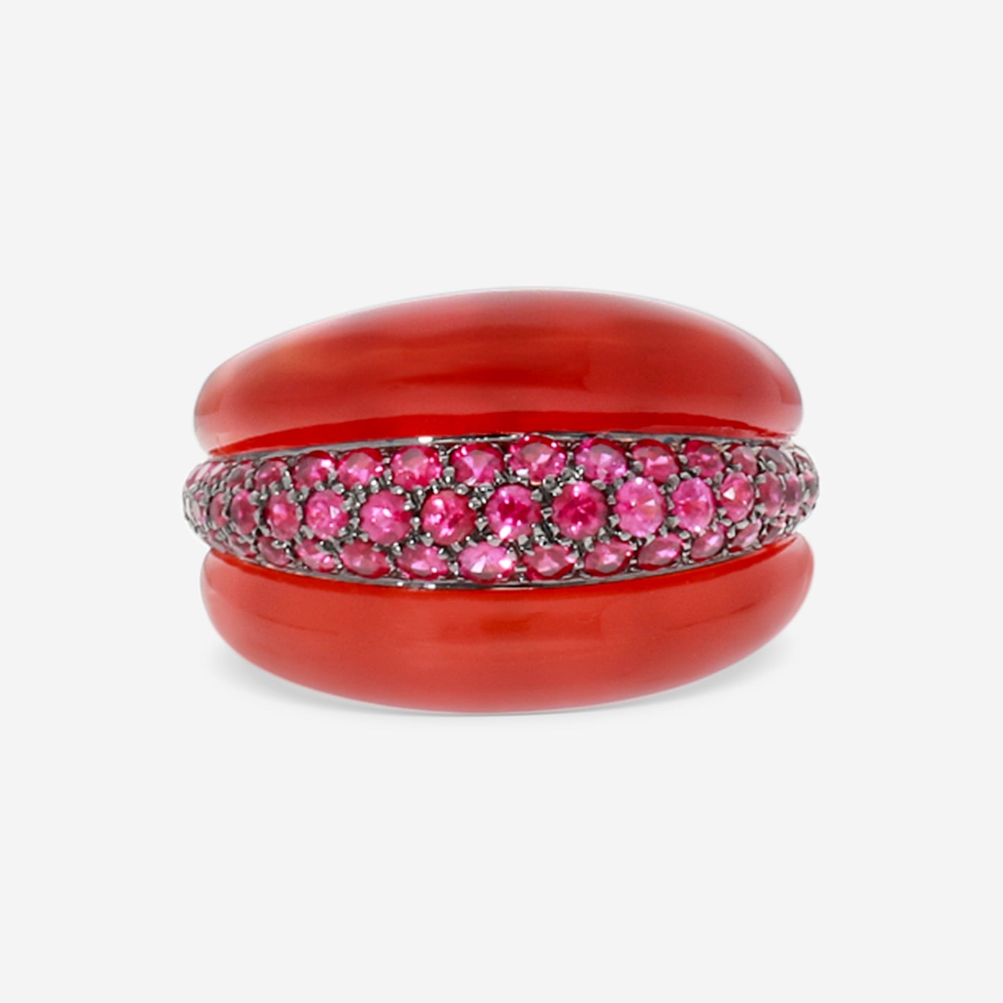 Damiani 18K Rose Gold Carnelian & Ruby Statement Band Ring