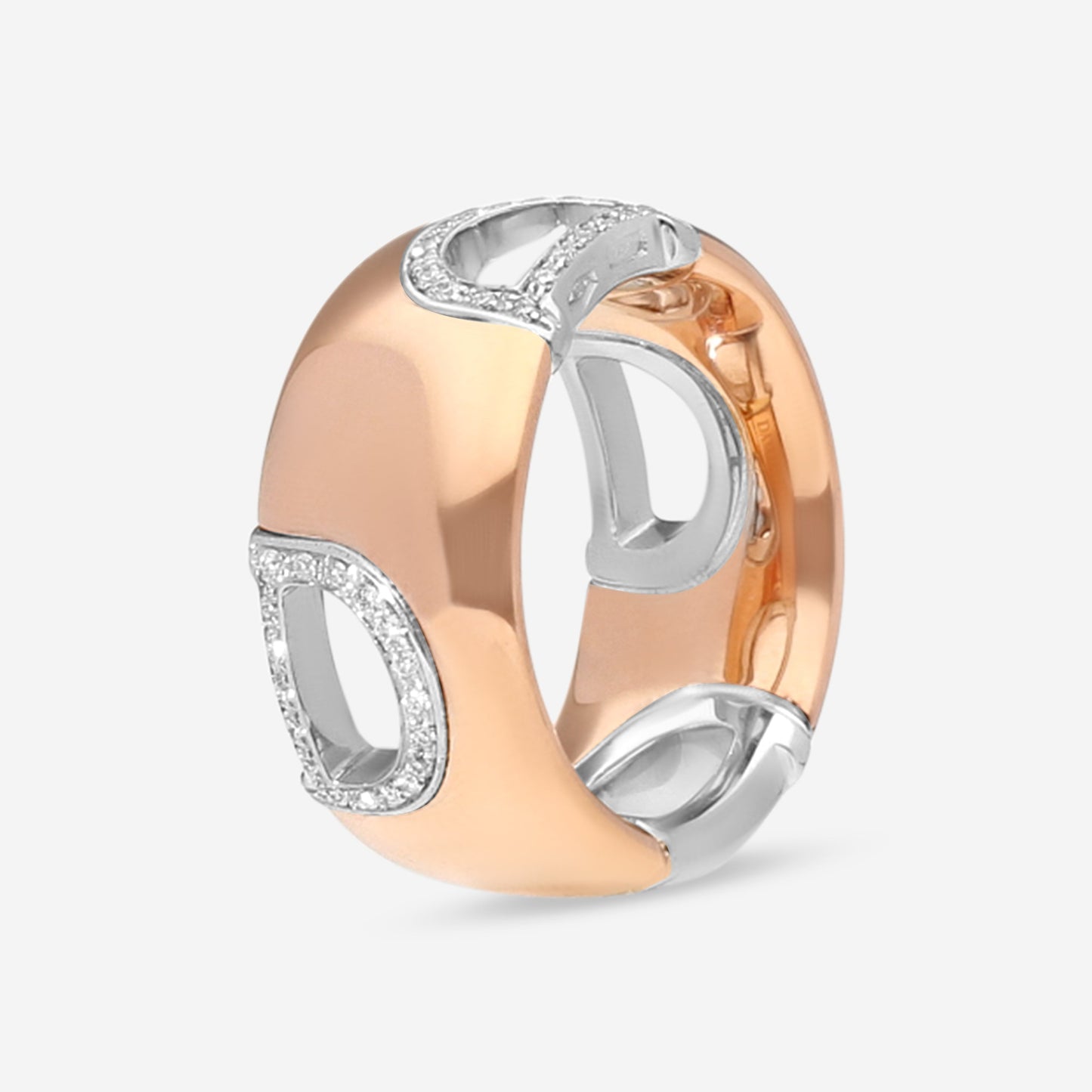 Damiani D.Icon 18K Rose White Gold Diamond Band Ring