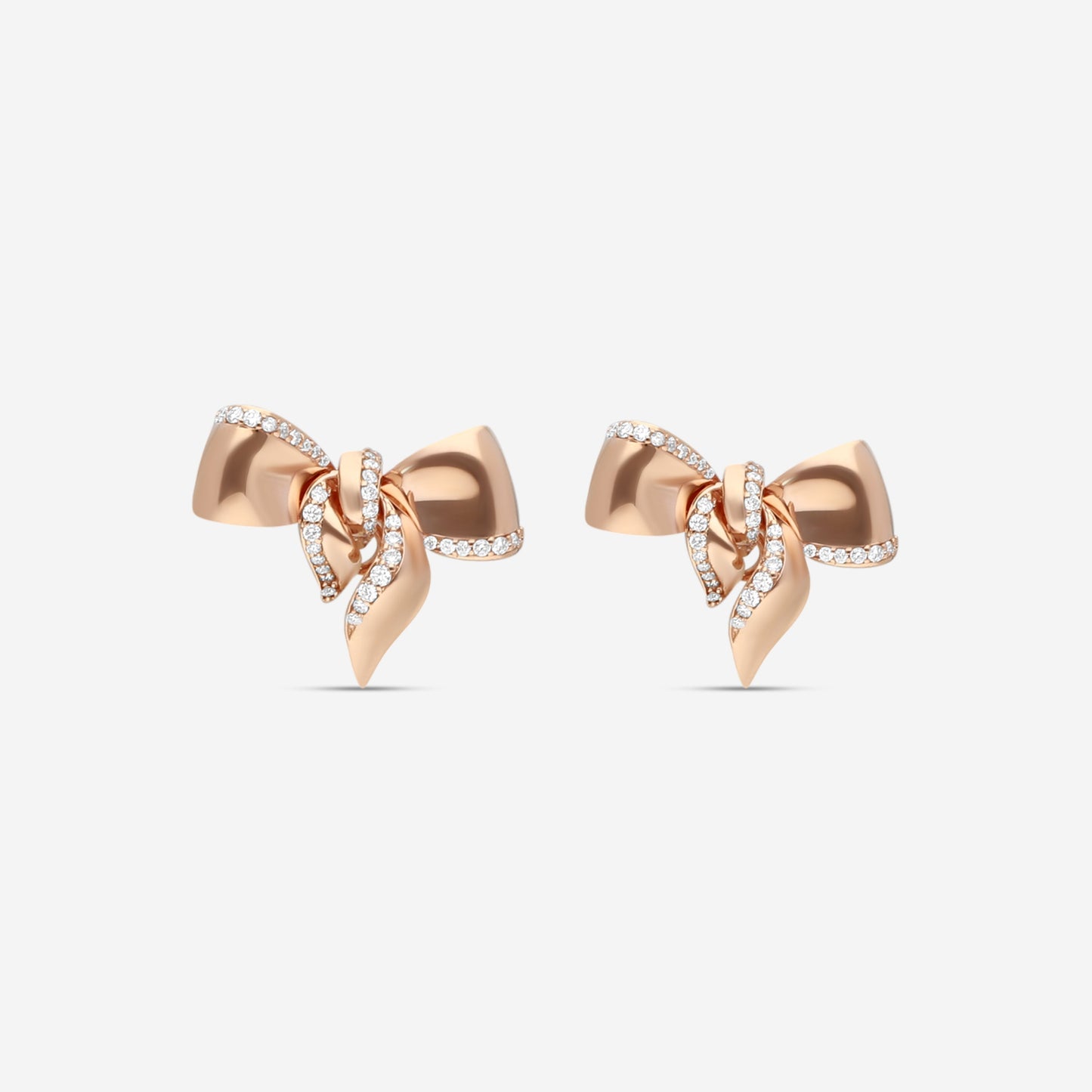 Damiani 18K Rose Gold Diamond Bow Stud Earrings