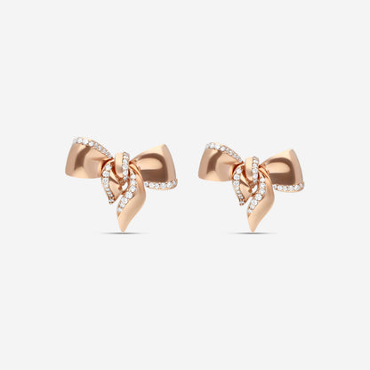 Damiani 18K Rose Gold Diamond Bow Stud Earrings