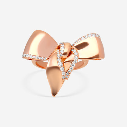 Damiani 18K Rose Gold Diamond Bow Ring