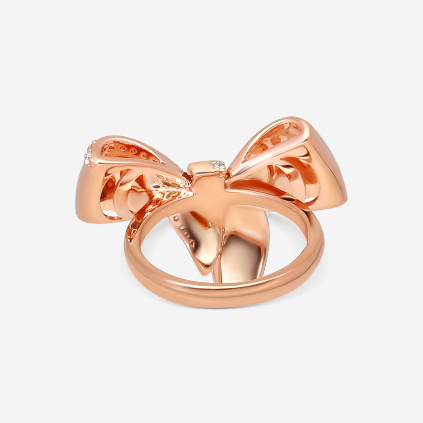 Damiani 18K Rose Gold Diamond Bow Ring