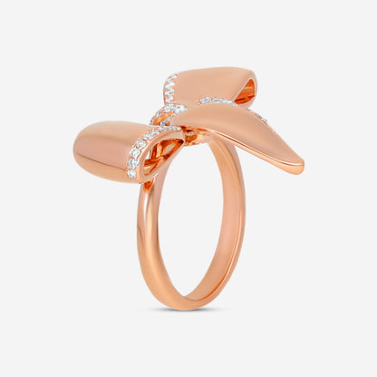 Damiani 18K Rose Gold Diamond Bow Ring