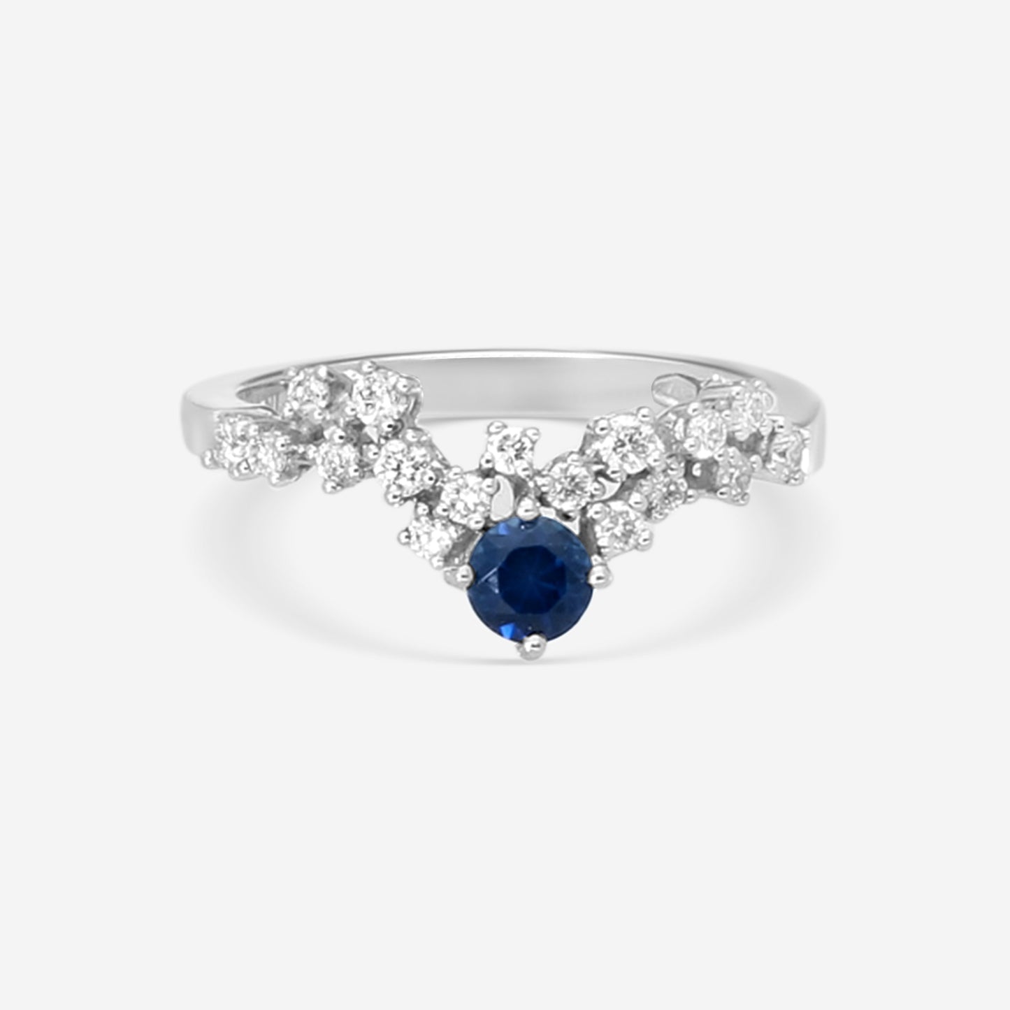 Damiani 18K White Gold Diamond & Sapphire Ring 0.26ct.