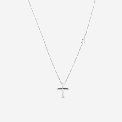 Damiani 18K White Gold Diamond Cross Pendant Necklace 0.026ct.