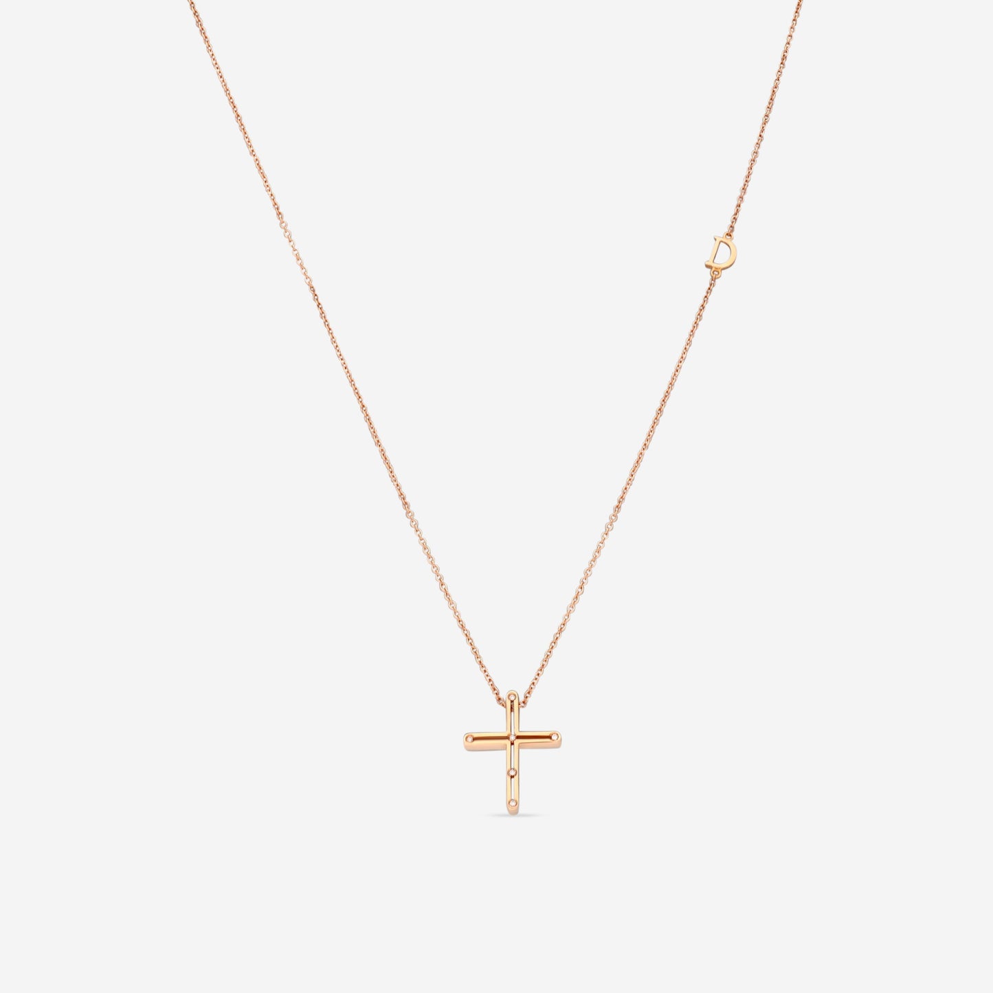 Damiani 18K Rose Gold Diamond Cross Pendant Necklace 20076844