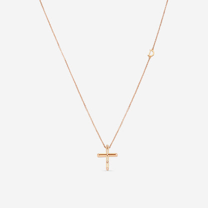 Damiani 18K Rose Gold Diamond Cross Pendant Necklace 20076844