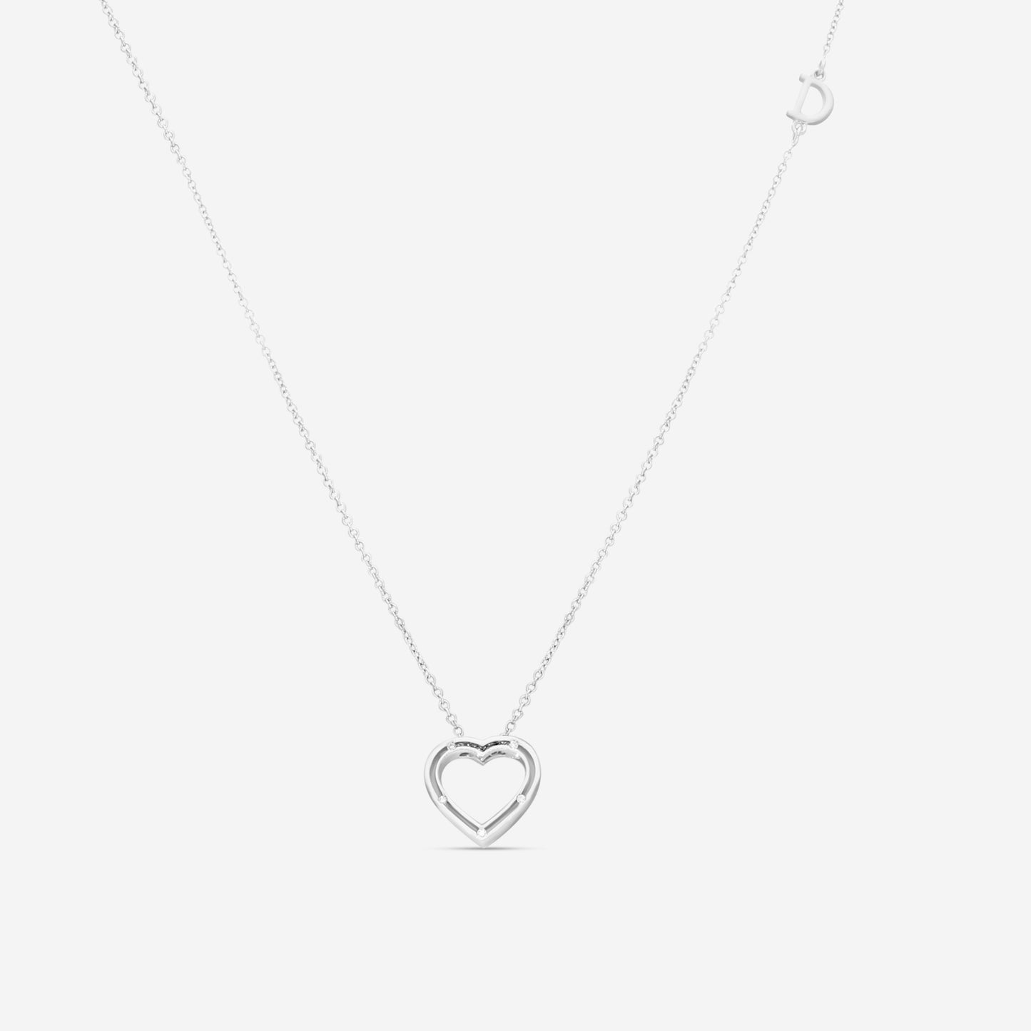 Damiani 18K Whıte Gold Diamond Heart Pendant Necklace 20077092
