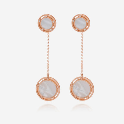 Damiani D.Side 18K Rose Gold Diamond and Mother of Pearl Drop Earrings 20080280