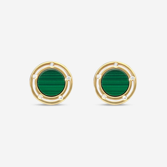 Damiani 18K Yellow Gold Diamond & Malachite Stud Earrings