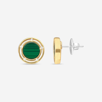 Damiani 18K Yellow Gold Diamond & Malachite Stud Earrings
