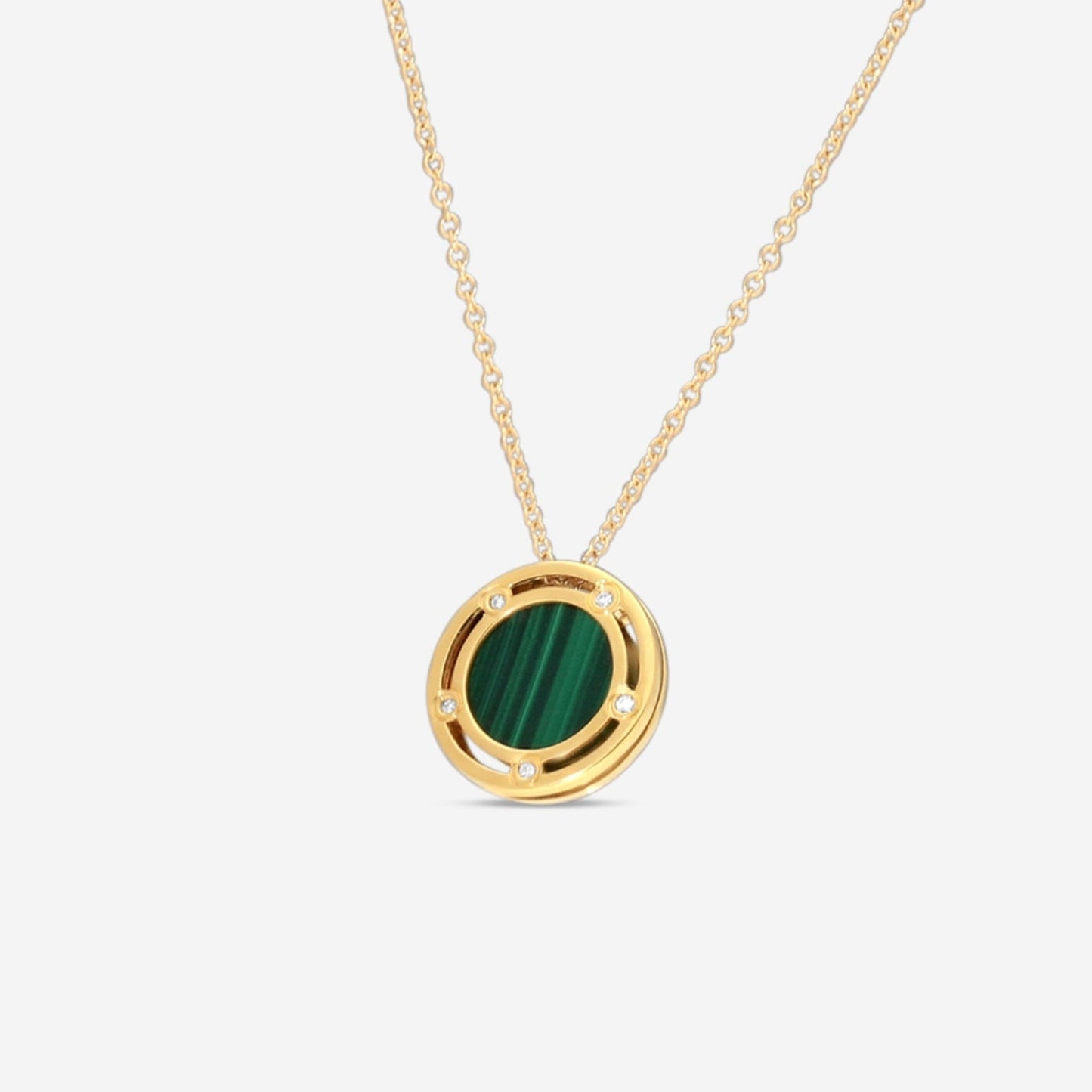 Damiani 18K Yellow Gold Diamond & Malachite Pendant Necklace 20082542