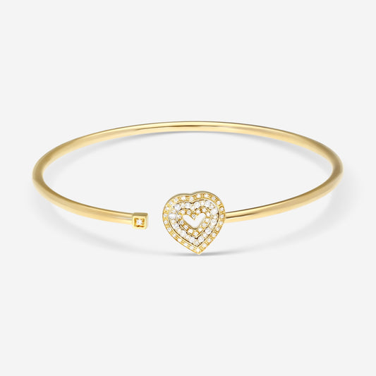 Damiani 18K Yellow Gold Diamond Heart Bangle Bracelet 20083332