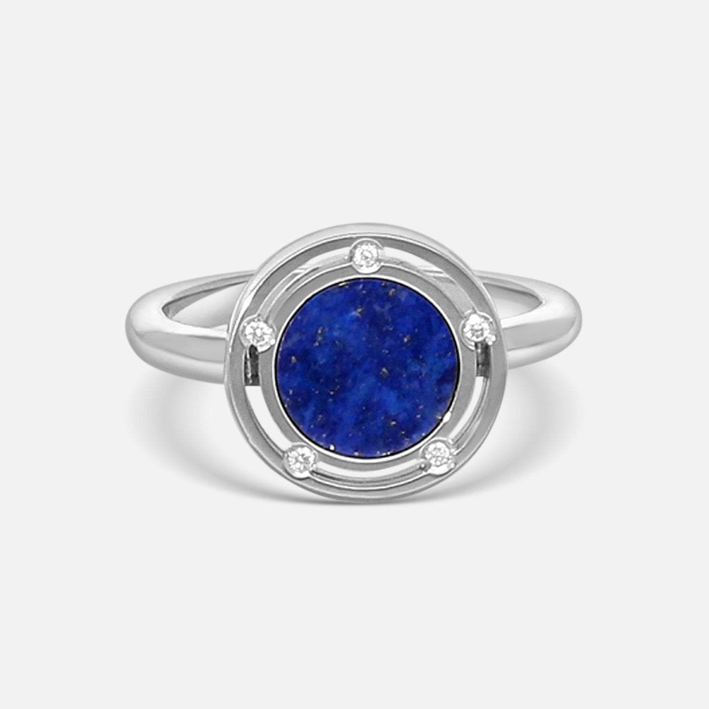 Damiani 18K White Gold Diamond & Lapis Ring 0.025ct.