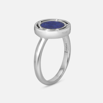 Damiani 18K White Gold Diamond & Lapis Ring 0.025ct.