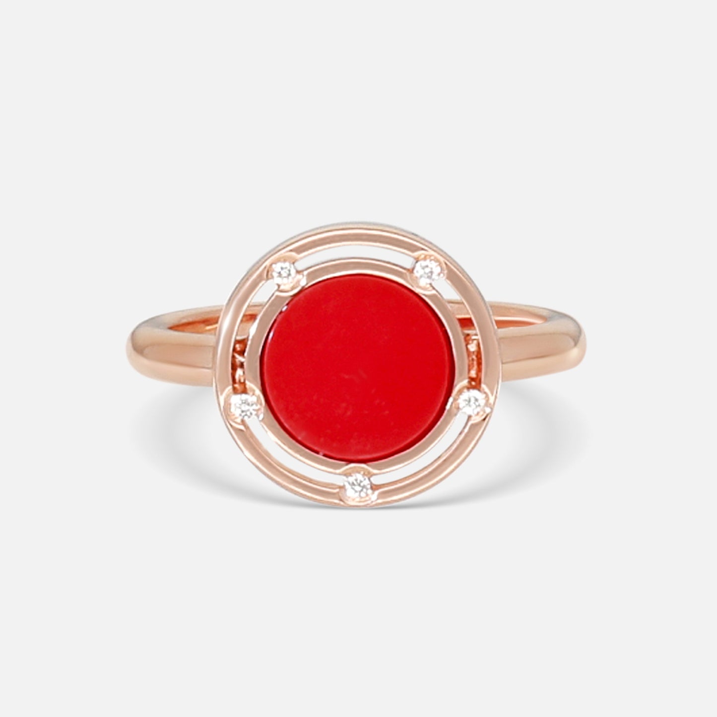 Damiani D. Side 18K Rose Gold Diamond & Red Stone Band Ring