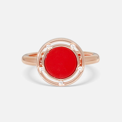 Damiani D. Side 18K Rose Gold Diamond & Red Stone Band Ring