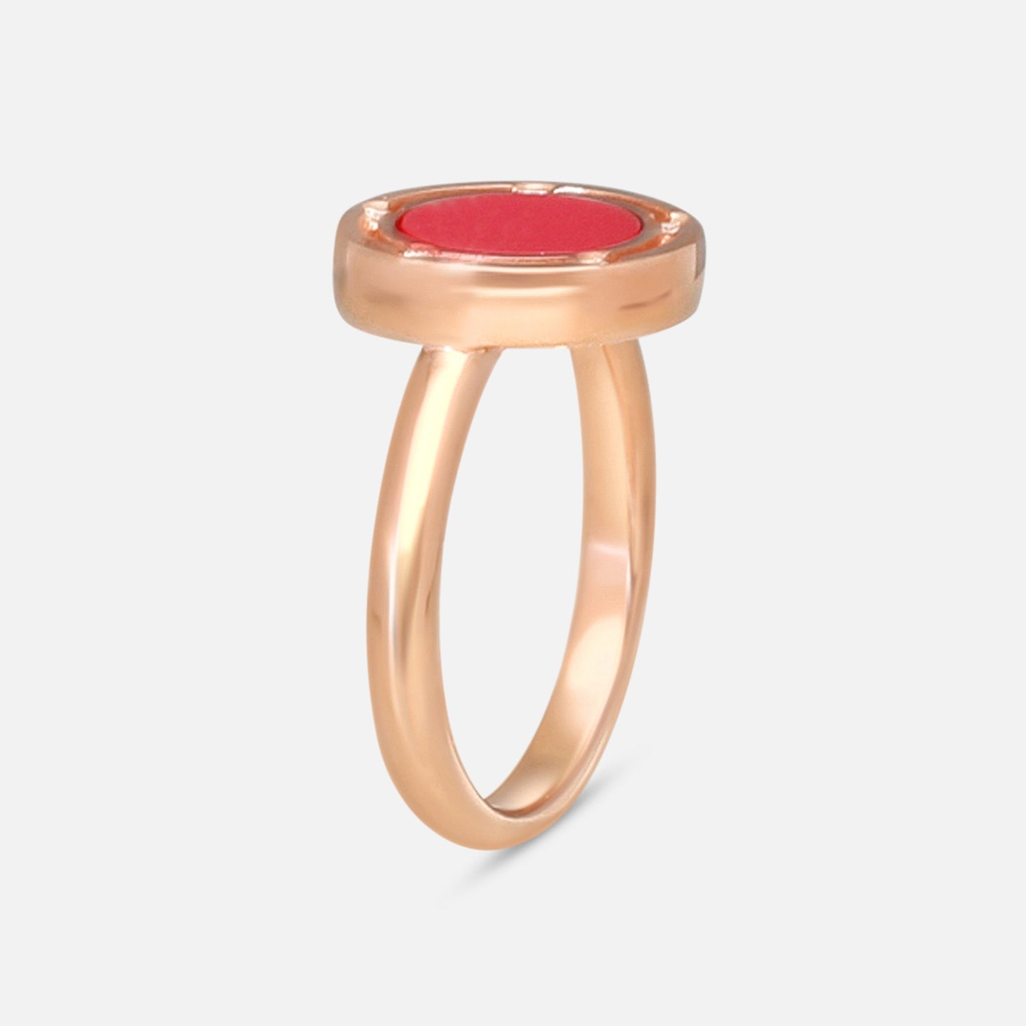 Damiani D. Side 18K Rose Gold Diamond & Red Stone Band Ring