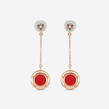 Damiani D. Side 18K Rose Gold Diamond & Red Stone Drop Earrings