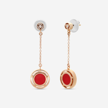 Damiani D. Side 18K Rose Gold Diamond & Red Stone Drop Earrings