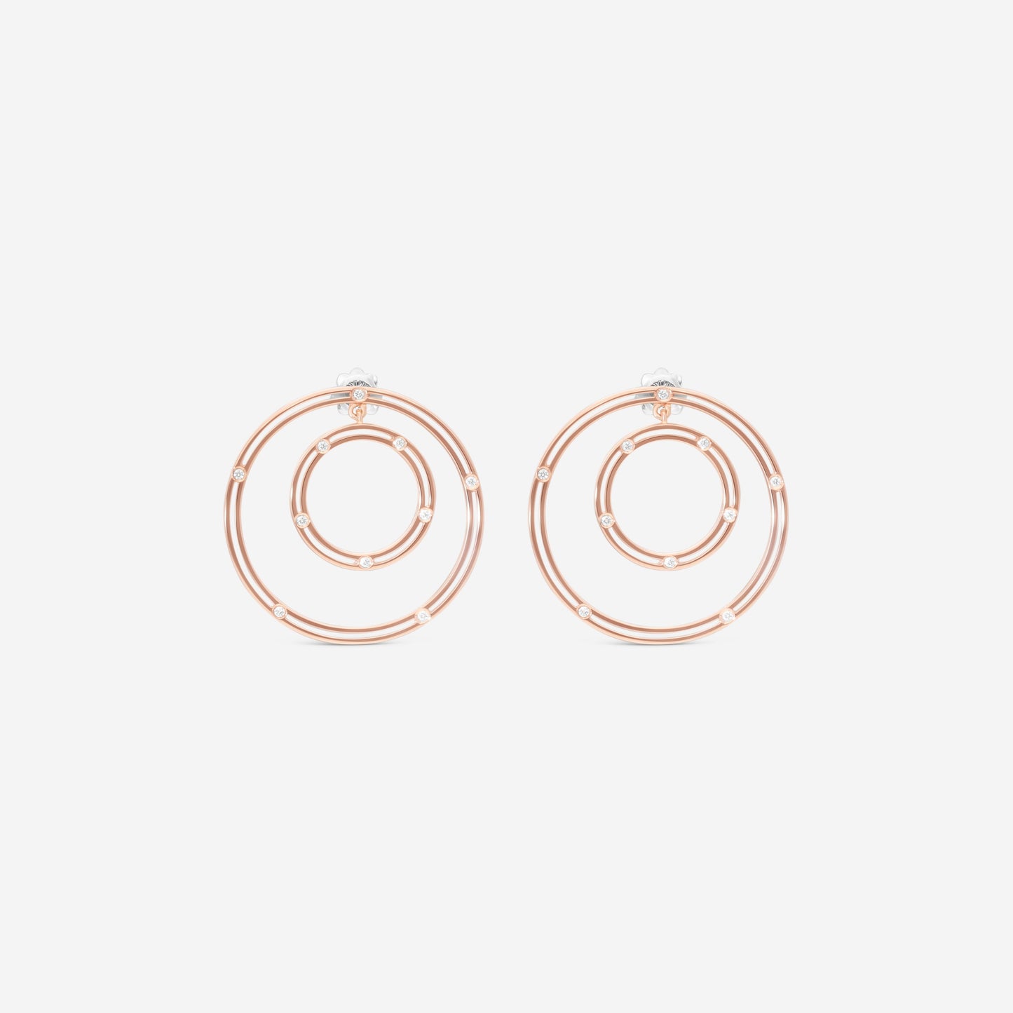 Damiani 18K Rose Gold Diamond Circle Stud Earrings 20086879