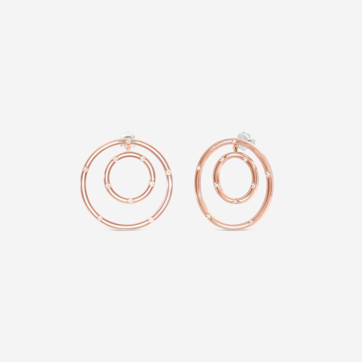 Damiani 18K Rose Gold Diamond Circle Stud Earrings 20086879