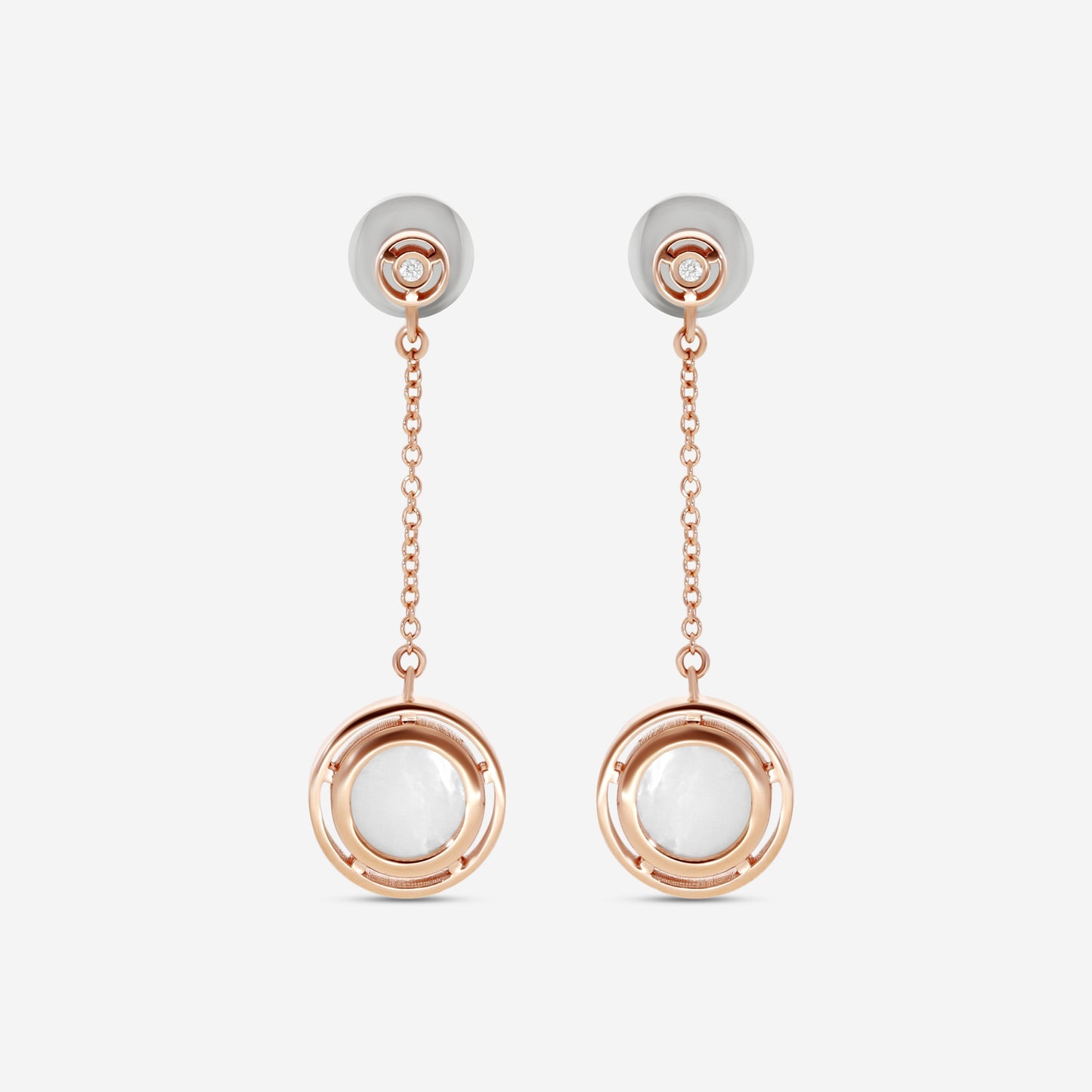 Damiani D. Side 18K Rose Gold Mother Of Pearl Diamond Drop Earrings 20086901