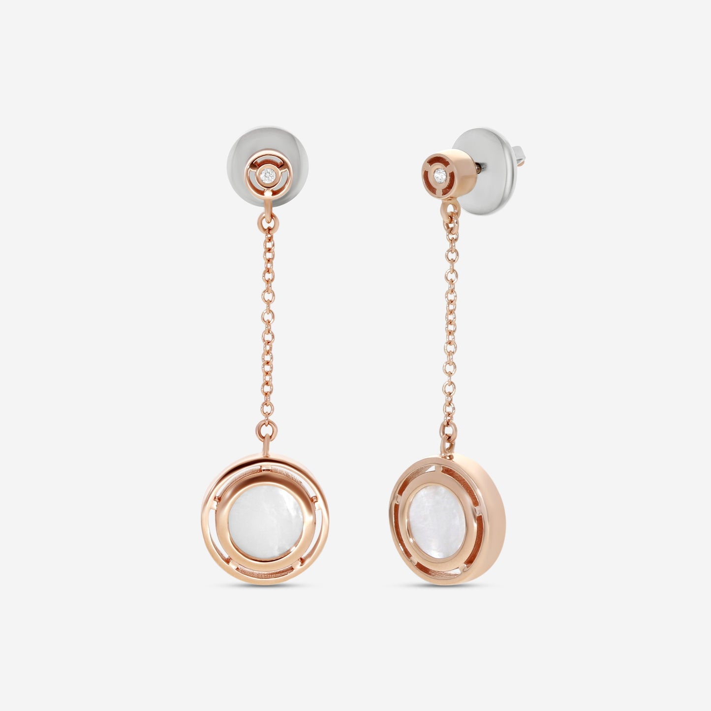 Damiani D. Side 18K Rose Gold Mother Of Pearl Diamond Drop Earrings 20086901