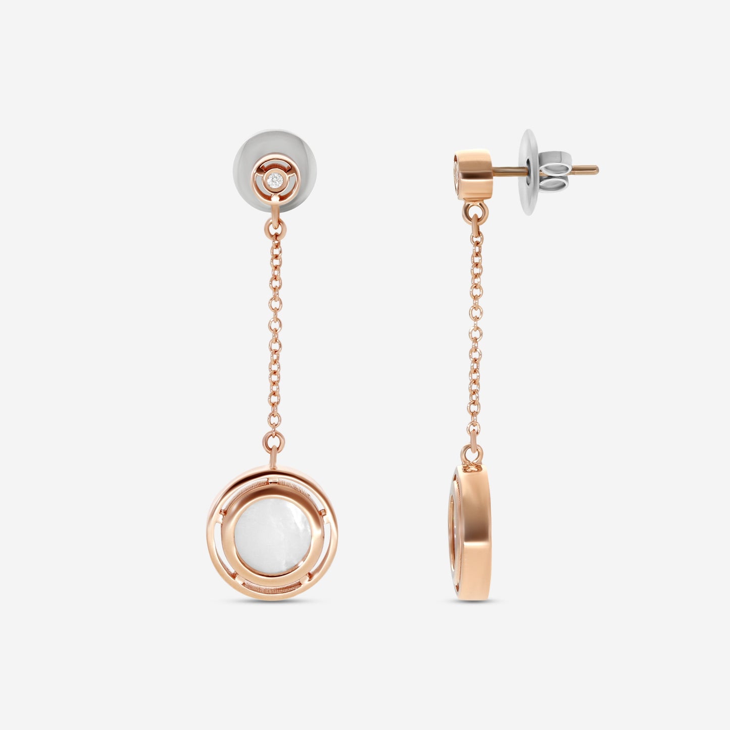 Damiani D. Side 18K Rose Gold Mother Of Pearl Diamond Drop Earrings 20086901