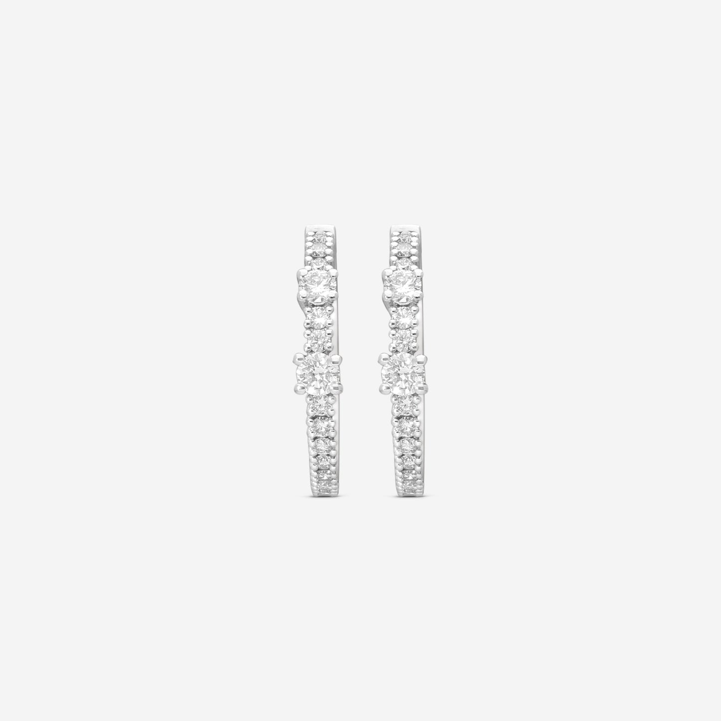 Damiani 18K Whıte Gold Diamond Hoop Earrings 20091233