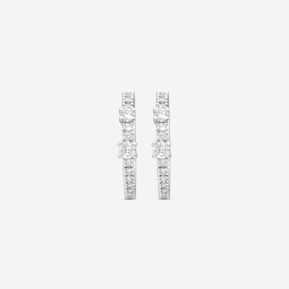 Damiani 18K Whıte Gold Diamond Hoop Earrings 20091233