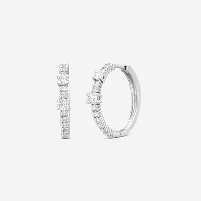 Damiani 18K Whıte Gold Diamond Hoop Earrings 20091233