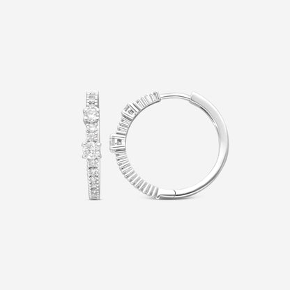 Damiani 18K Whıte Gold Diamond Hoop Earrings 20091233