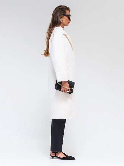 Eco Fur Wool Blend Coat White