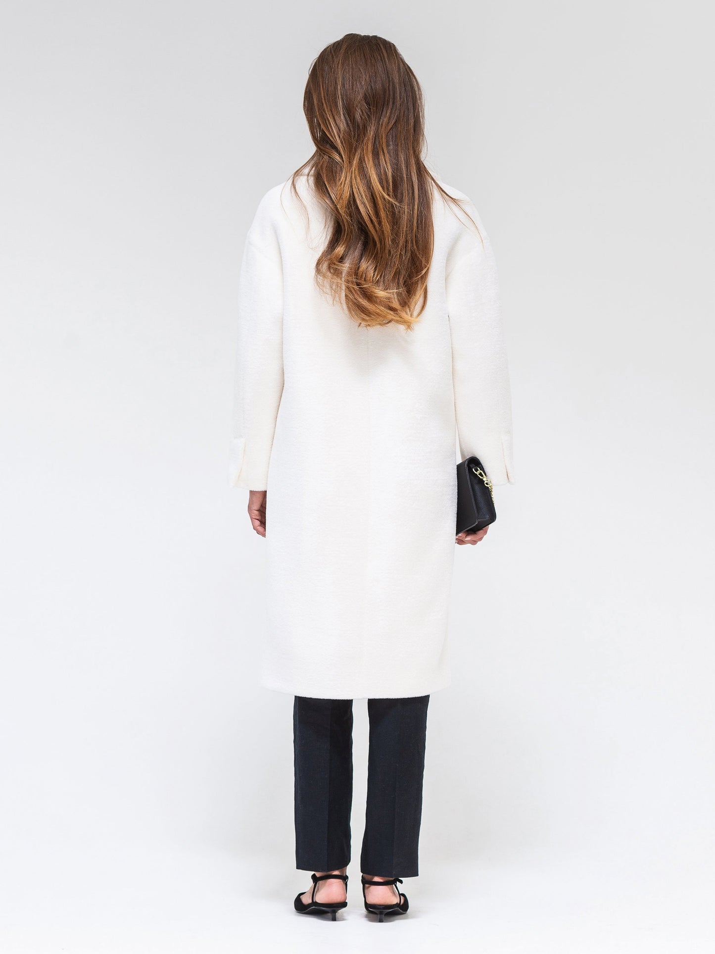 Eco Fur Wool Blend Coat White